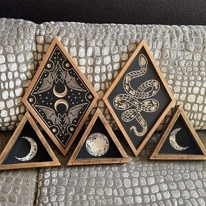 Wooden Bat and Moon Wall Art